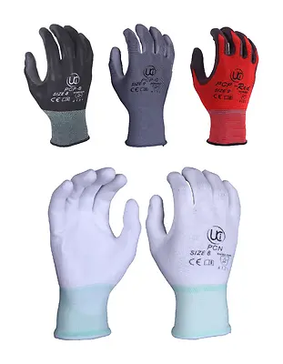 £1.49 • Buy PU Palm Coated Precision Protective Safety Work Gloves - Various Colours