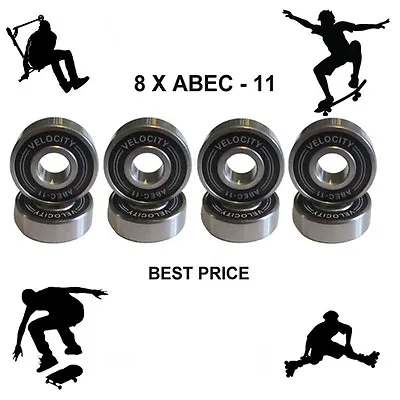 8 Abec 11 Pro Wheel Bearings Skateboard Scooter Quad Inline Roller Skate 5 7 9  • £6.59