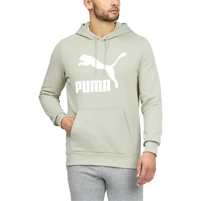 Puma Classics Logo Pullover Hoodie Mens Green Casual Outerwear 53330333 • $19.99