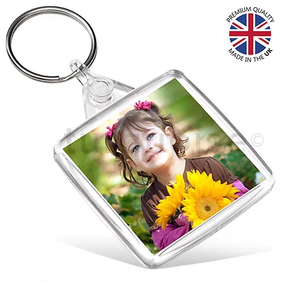 Premium Clear Acrylic Blank Keyrings Key Fobs 38 X 38 Mm | Square Photo • £2.89