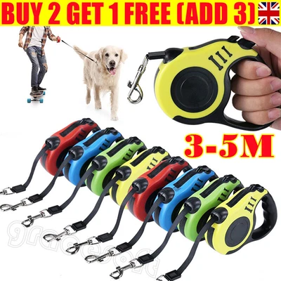 £3.49 • Buy Dog Leash Durable Strong Retractable Extendable Lead Puppy Walking Running Leads