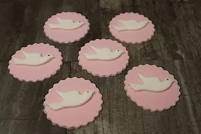£6.50 • Buy Holy Communion Christening Dove Of Peace Handmade Cupcake Topper For Girls Pink