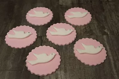 £6.50 • Buy Holy Communion Christening Dove Of Peace Handmade Cupcake Topper For Girls Pink
