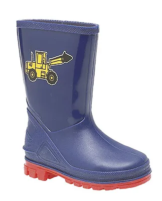 Boys Toddler Baby Navy Blue Tractor Stormwells Wellies Wellington Boots 3 To 10 • £8.99