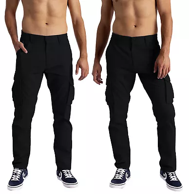 Cargo Pants Mens Tactical Combat Work Outdoor Hiking 6 Pockets Cargo Pants Black • $22.09