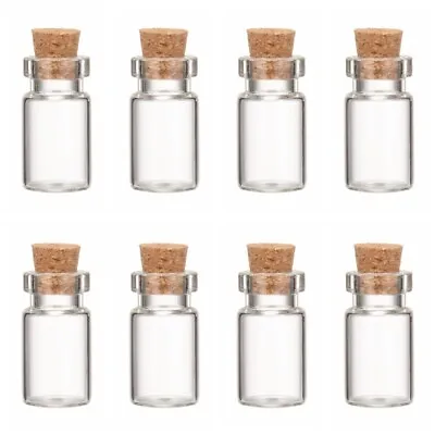 £3.79 • Buy 10x Tiny 1.5 Ml Glass Bottles Cork Stopper Vials Mini Spell Jar Bottle Pendant