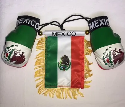 Mexico Mini Flag And Mini Boxing Gloves Combo Car Rear View Mirror Office Decor • $11.40