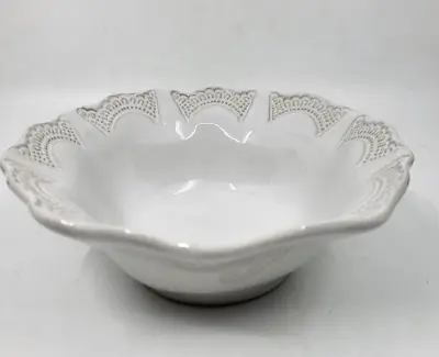 Vietri Incanto Stone Off White / Cream Cereal Bowl-lace - 6 3/4  -0711c • $39.98