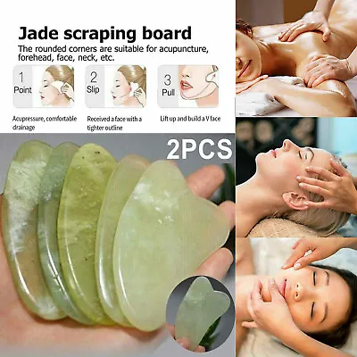 £3.59 • Buy 2PC Gua Sha Jade Stone Facial Beauty Massage Chinese Natural Board Scraping Tool