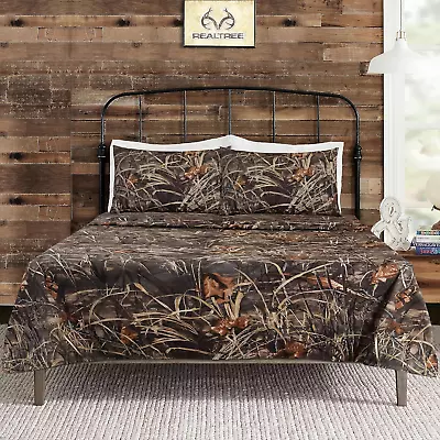 Realtree Max 4 Camo Bedding King Sheet Set 4 Piece Polycotton Rustic Farmhouse B • $66.99