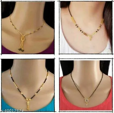 $15.36 • Buy Gold Plated Mangalsutra Indian Bridal Black Bead Mangalsutra Jewelry Combo Set