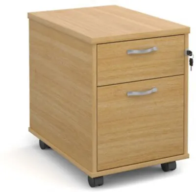 Mobile 2 Drawer Pedestal With Silver Handles 600mm Deep - Oak • £171.91