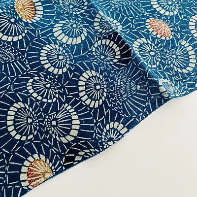 Blue Parasol #B 12.5x58 Vintage Chirimen Japanese Kimono Silk Fabric CF56 • $12.99