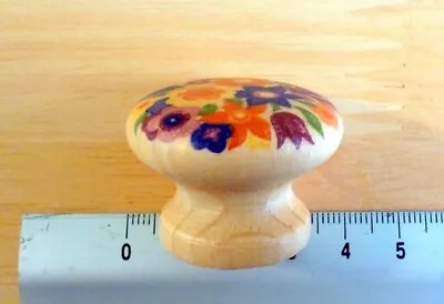 £1.60 • Buy Pair Of Wooden Knobs With Floral Design For Cabinet Drawers Or Doors. + Fittings
