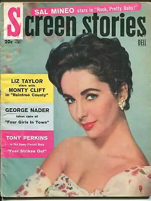 Screen Stories 2/1957-Dell-Liz Taylor-Anthony Perkins-Sal Mineo-Monty Clift-G • $30.94