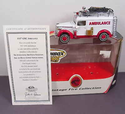 Matchbox Vintage Fire Collection Diecast 1937 GMC Van Ambulance 1:43  MIB! • $7.50