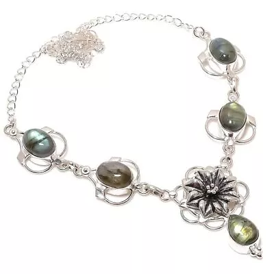 Labradorite  Gemstone Handmade 925 Sterling Silver Jewelry Necklace Size 18  • £9.37