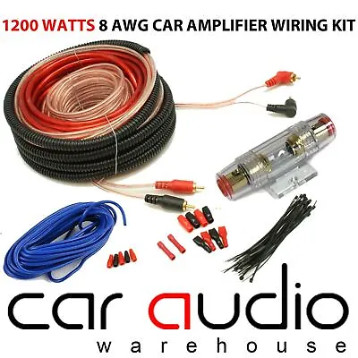 MD SOUND 8 AWG 1200 Watt Complete 8 Gauge Car Amplifier Amp Sub Wiring Kit • £14.95