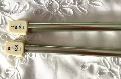 Vintage Susan Bates Silvalume Aluminum Knitting Needles 10  Inch USA Sz 15 10mm • $8.94