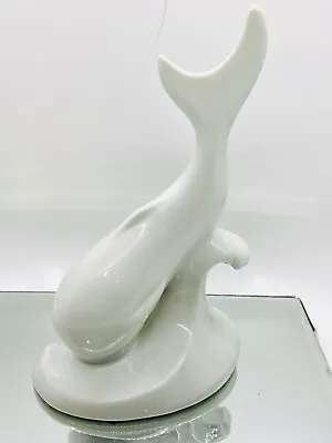 Rare Vintage Naaman Ceramics Porcelain White Whale Figurine Statue Israel • $60