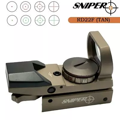 Sniper Tan Holographic Reflex Red Dot Sight 4 Type Reticle For 20mm Rails • $39.99