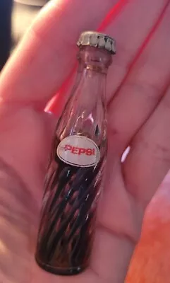 Pepsi Cola Glass Miniature Bottle Unopened 3  Vintage 1960's Swirl • $15