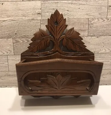 Vintage Carved Wood Wall Letter Mail Holder • $24.99