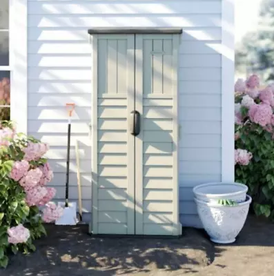 Outdoor Storage Utility Shed Patio Garden Vertical Resin Tool Cabinet Tall Box • $275.97