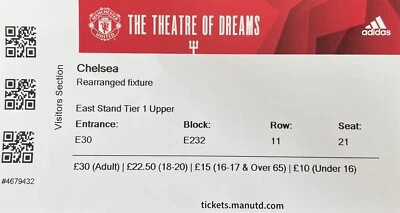 £16 • Buy 2022/3 Manchester United V Chelsea Complete Match Ticket