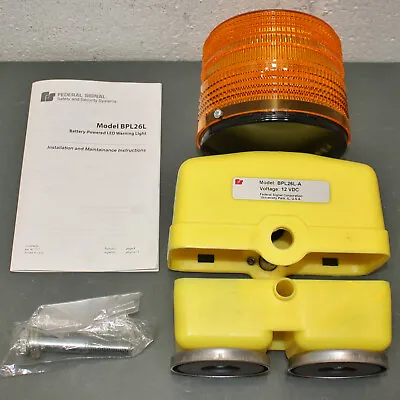 Federal Signal LED Warning Light 131DST 12V DC Amber Fresnel Lens Magnetic • $199.95