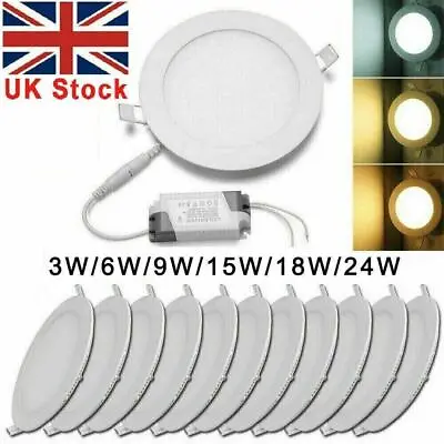 Recessed LED Ceiling Lights Downlights Ultra Slim Round Flat Panel Spot Lights • £9.38