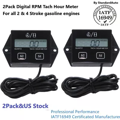 2Pack Digital Tach Hour Meter Tachometer Gauge For Dirt Bike ATV UTV Gas Engines • $16.55