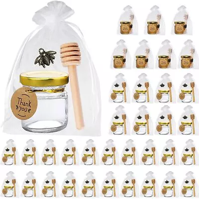 36 Pack 1.5 Oz Mini Glass Honey Jars With Wood Dipper - Small Glass Favor Jar... • $40.04