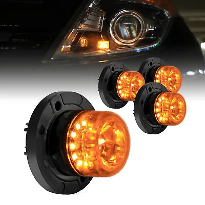 $190 • Buy 4pc Amber 12W LED Hideaway Strobe Light SAE Waterproof Police Tow Truck Grill