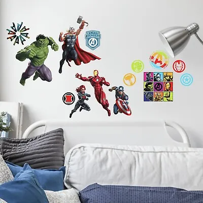 Classic Avengers Peel And Stick Wall Decals Marvel Superhero Children Room Decor • $14.98