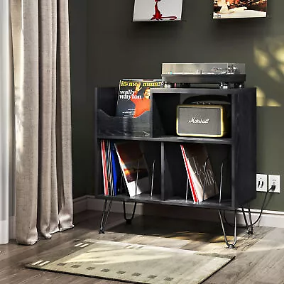 Vinyl Record Player Stand Album Turntable Cabinet With RGB LED + Power Station • $109.99