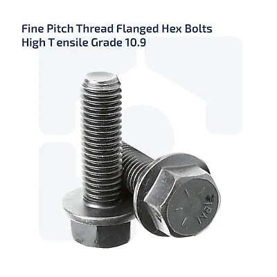 M8 Fine Pitch Thread Flanged Hex Bolts High Tensile Grade 10.9 Din 6921 Uk • £2.69