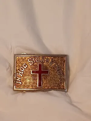 Knights Templar Gold Cross Masonic In Hoc Signo Vinces 1960s Vintage Belt Buckle • $12.49