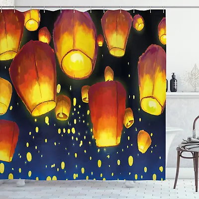 £30.75 • Buy Lantern Shower Curtain Floating Fanoos Chinese Print For Bathroom
