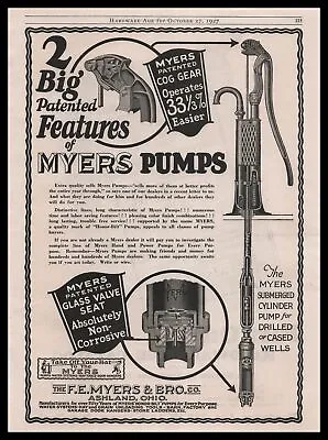 1927 FE Myers Ashland Ohio Cog Gear Glass Valve Seat Water Pump Vintage Print Ad • $18.69