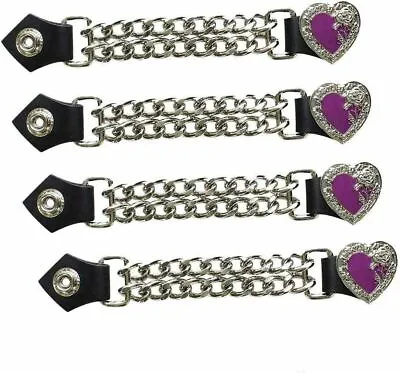 4pc Motorcycle Biker  Chrome Heart With Purple Rose Design Vest Extender  • $22.95