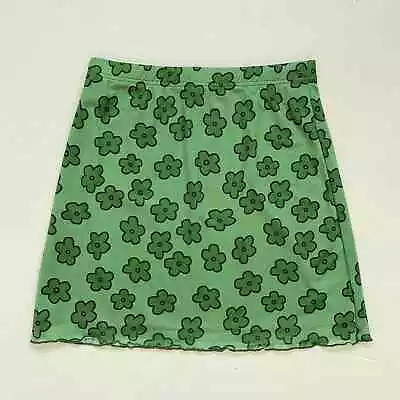 Green Floral Mesh Overlay Mini Skirt Size S/M • $10