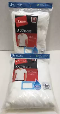 2x Hanes Tagless White V-Necks For Men Small 38 -40   3 Pack Undershirt T-Shirt • $21.99