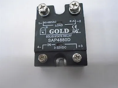 Gold SAP4880D Solid State Relay SPST 40-480 Volt 80 AMP 3-32VDC NEW NOS • $19.95