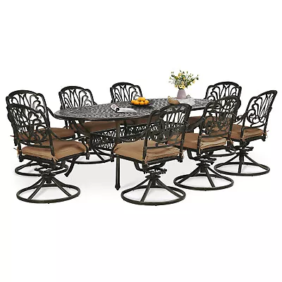 9-Piece Patio Dining Set Outdoor Patio Table And Chair Set W/ Oval Table Seats 8 • $1199.99