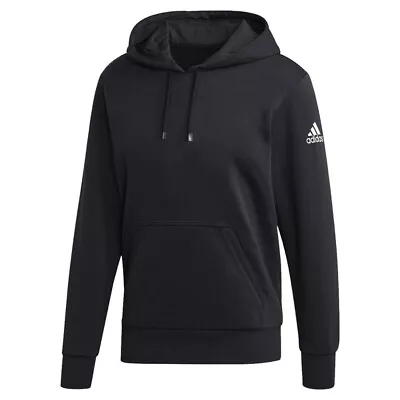 Adidas Men's Black Hoodie Fleece Pullover Front Pocket Trefoil On Sleeve • $32