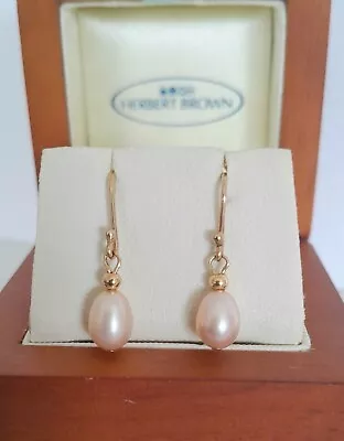 Pretty 9ct Gold Wires Pearl Earrings • £50