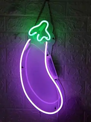 Eggplant 13  Custom Decor Gift Store Neon Signs Vintage Style Neon Light • $56.06