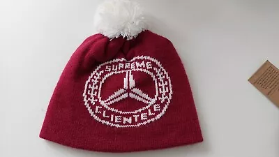 NEW SUPREME CLIENTELE X MERCEDES BENZ BEANIE HAT RUBY RED WHITE CAP BAPE NY Bbc • $80