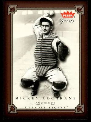 2004 Fleer Greats Of The Game Baseball Card Mickey Cochrane Detroit Tigers #8 • $1.29